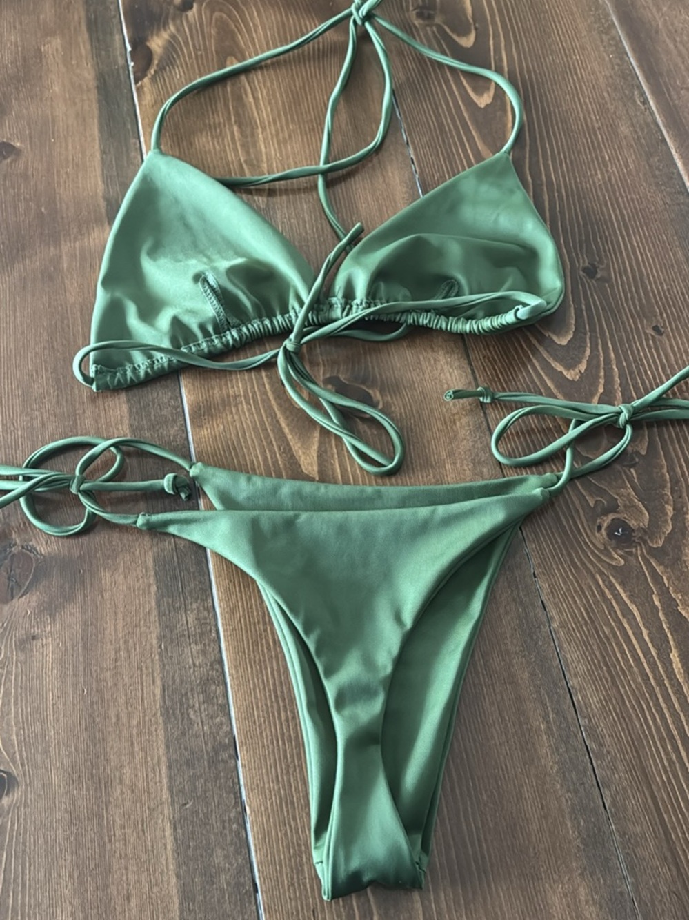 Women’s Olive Green Tie-Side Bikini Set